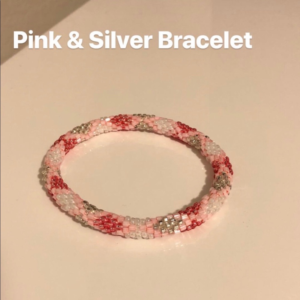 Pink and silver bracelet